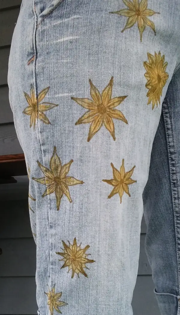 jeans decorated with flowers