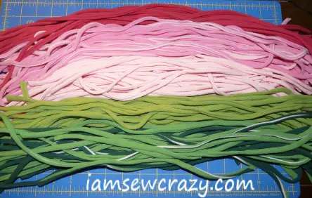 colored t-shirt yarn in a pile