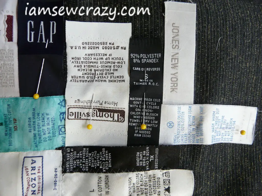 attaching labels to the tote bag