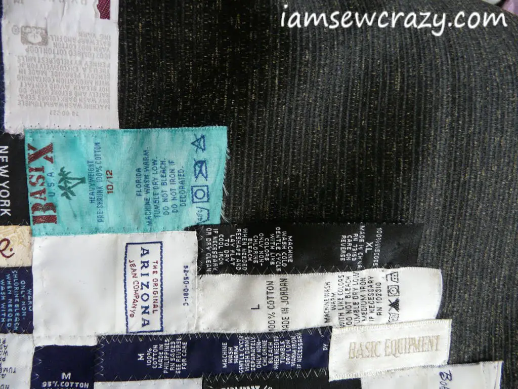 sewing down the labels