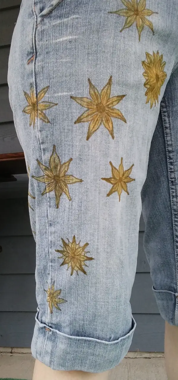 jeans decorated with flowers