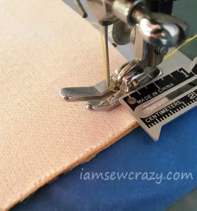 measuring half an inch from the end of the seam