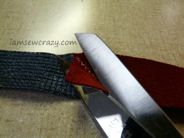 trimming fabric strips after sewing