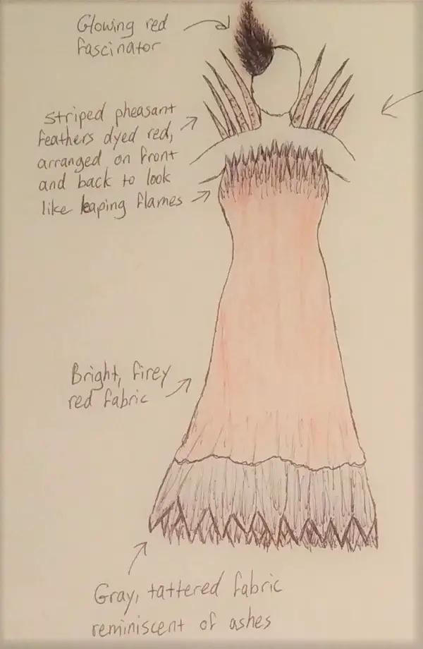 concept sketch of a phoenix dress
