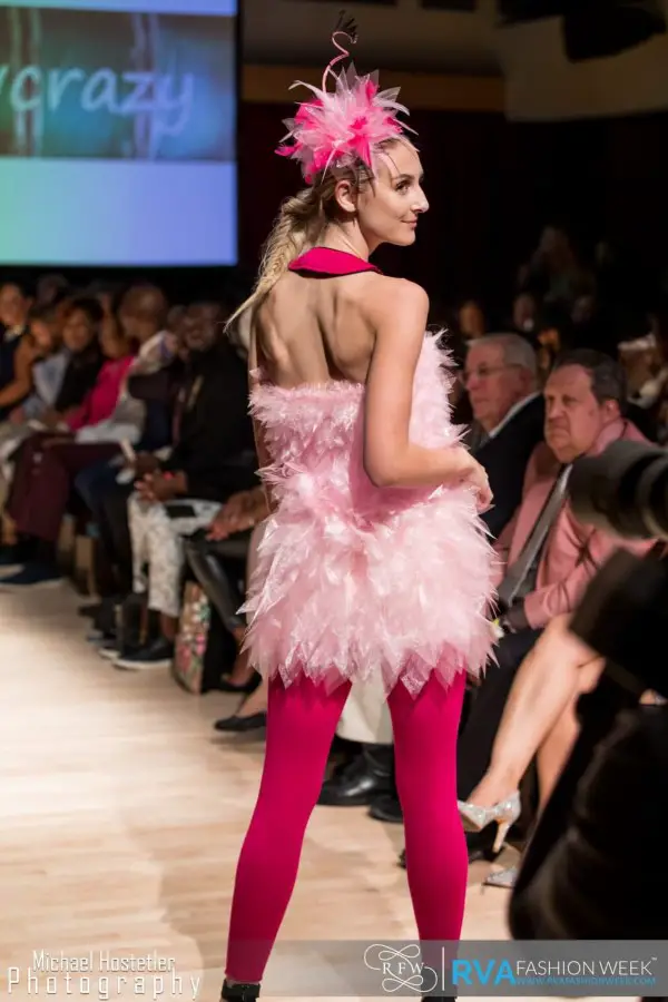 flamingo dress with organza feathers