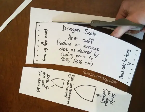 cutting out arm cuff pattern