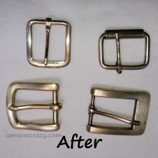 belt buckles with tarnish removed