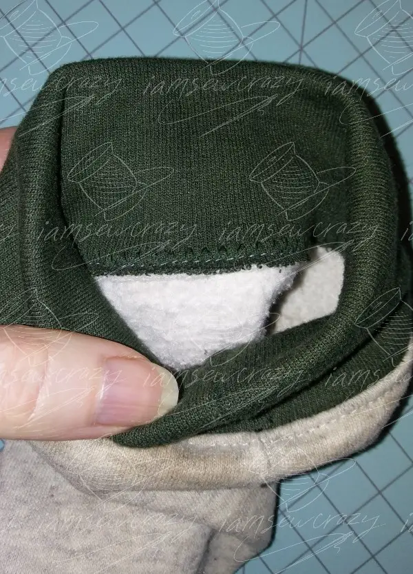 closeup of topstitching on sweatshirt cuff