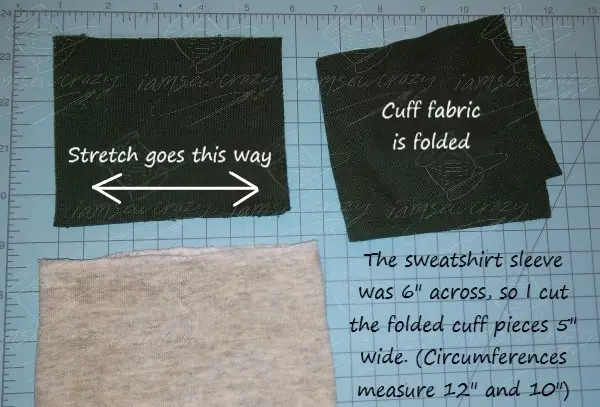 cutting new cuffs for a sweatshirt