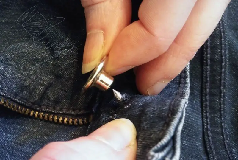 putting new button on jeans