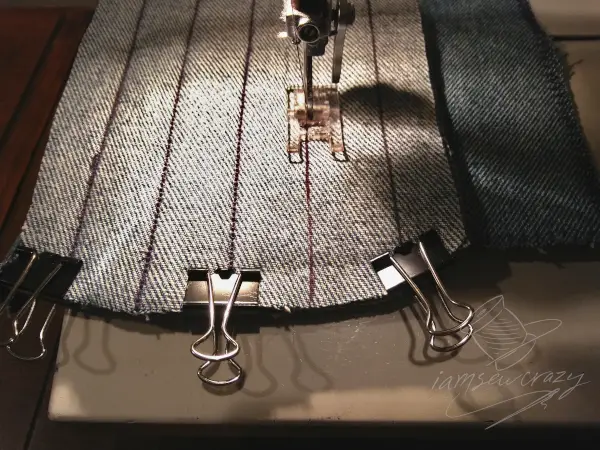 binder clips on fabric layers