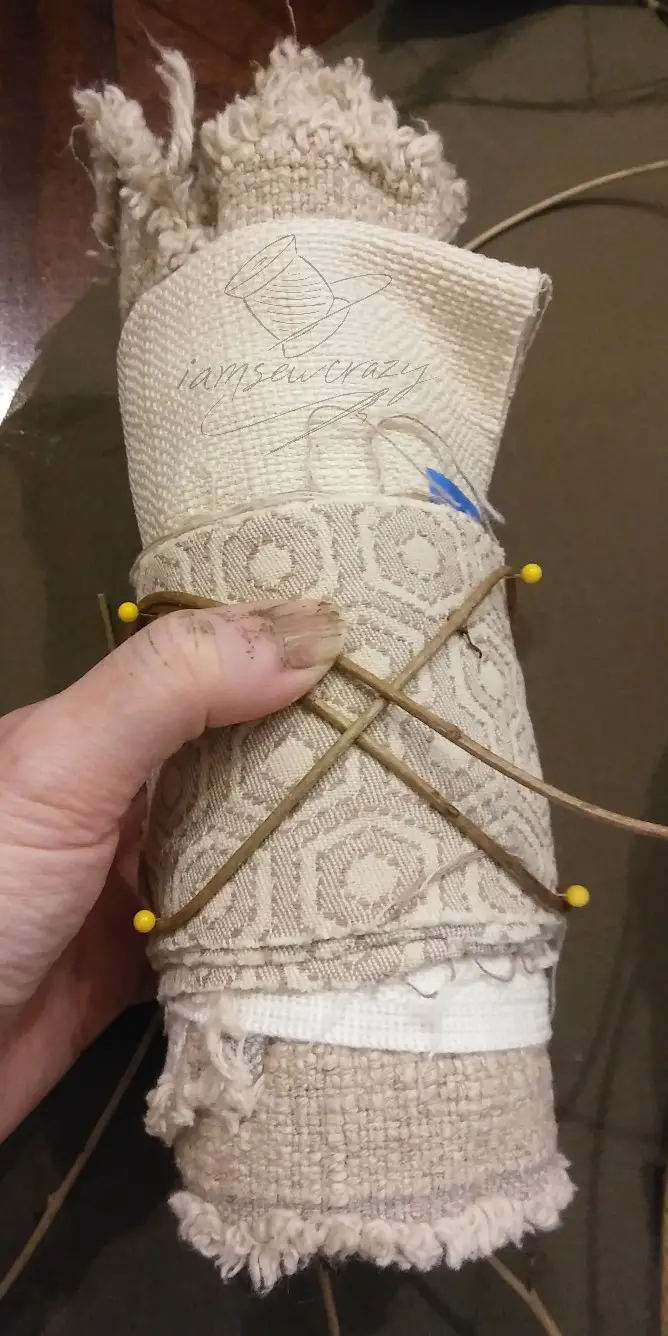 weaving vines to make a forest fairy arm cuff