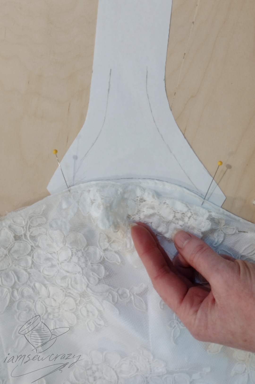 drafting strap pattern for a wedding gown