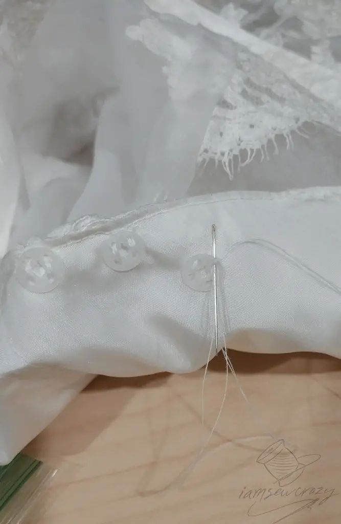 attaching removable wedding dress sleeves with snaps
