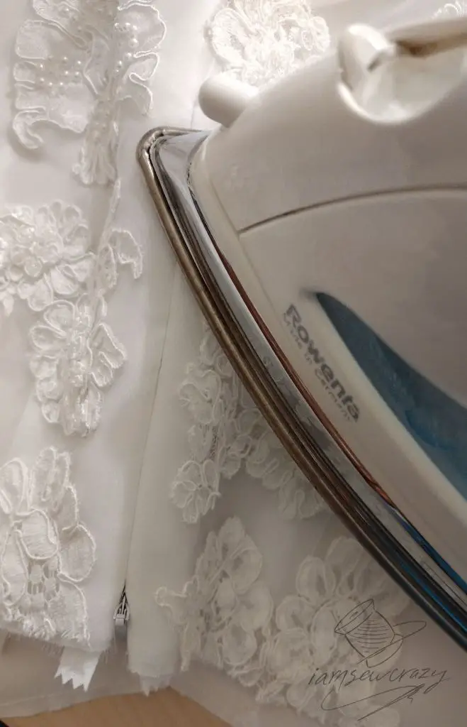 ironing invisible zipper in wedding dress