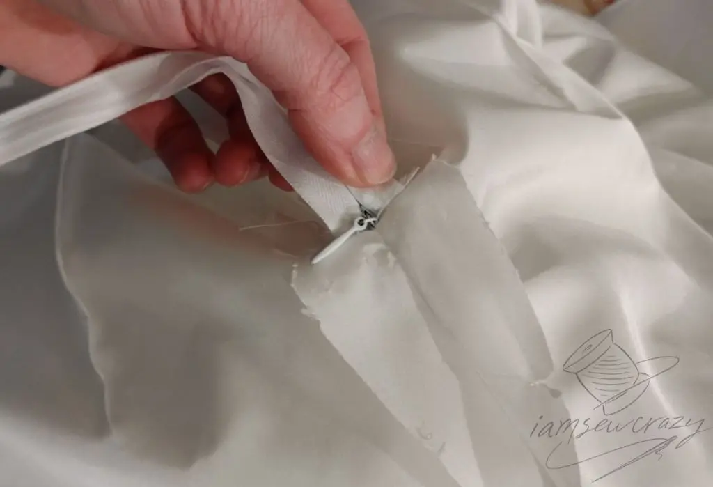 invisible zipper pull tucked out of the way for sewing