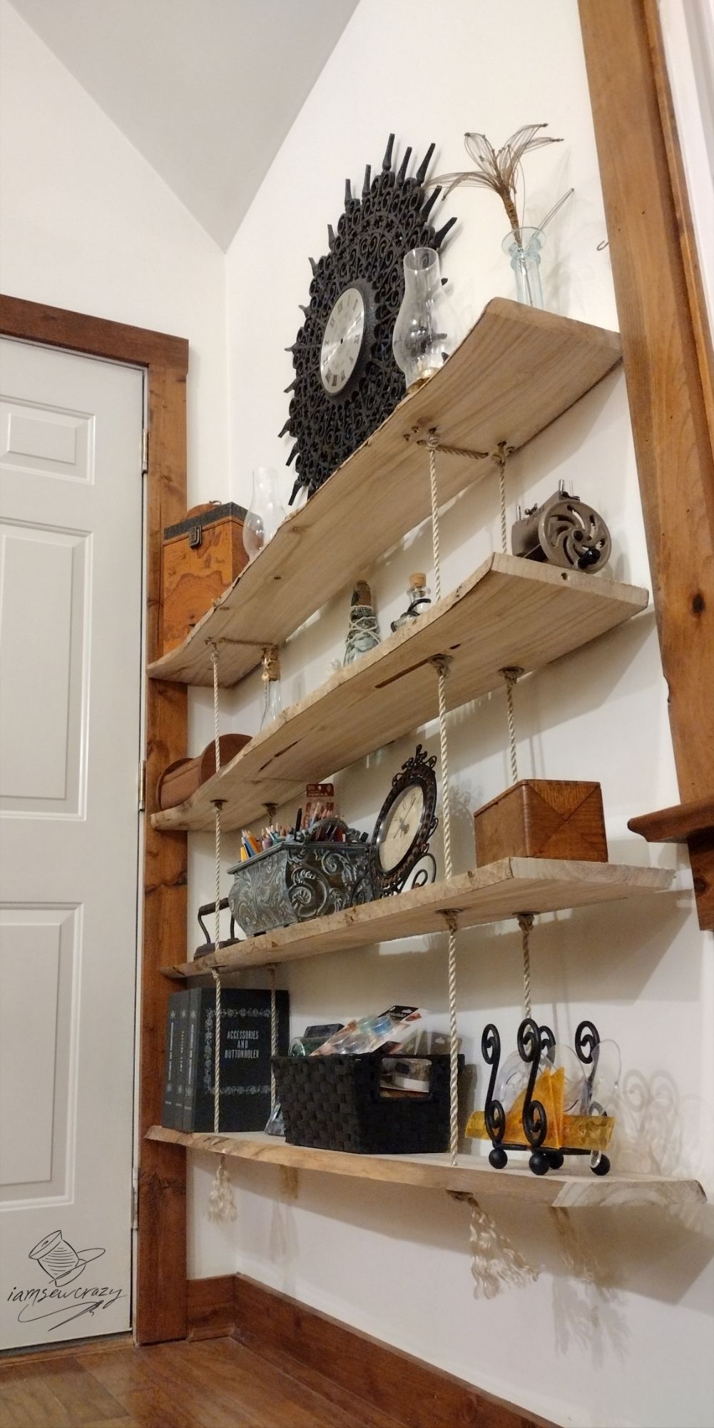how to build shelves that hang from ropes