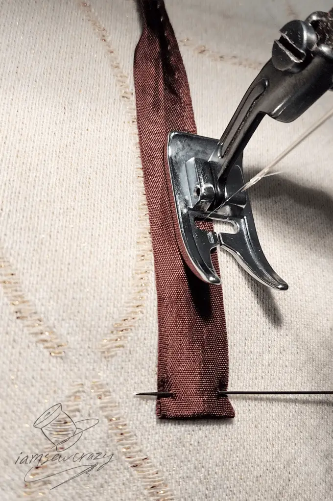 sewing christmas tree trunks to pillow